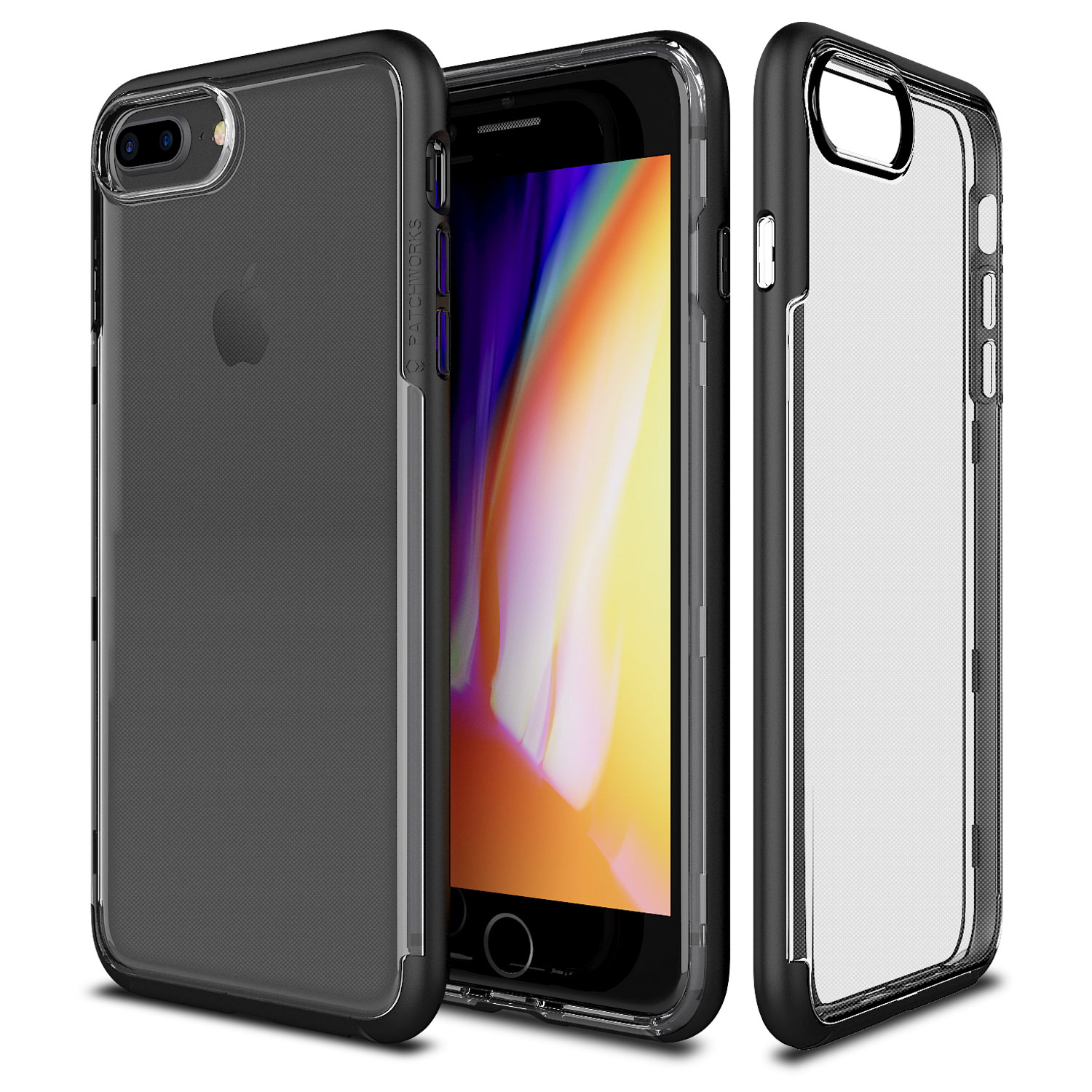 iPhone 8 Plus Patchworks Sentinel Series in [Black] Dual Layer Clear