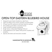 Bird Habitats Open-Top Bluebird House | Predator-Resistant Nest Box with Roof Entry & Wire Guard | 1 Pine, Ventilated, Easy-Clean | Includes Cover/Mealworm Dish | Handmade in USA, 12.5H