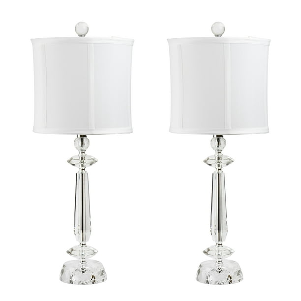 25.5" Genuine Crystal Table Lamp Set ft. Clear Faceted Crystal Body