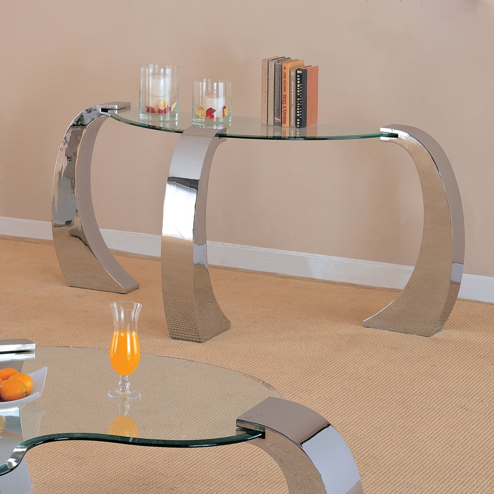 Coaster Furniture Glass Top Console Table Chrome