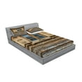 thumbnail image 2 of Ambesonne Rustic Fitted Sheet & Pillow Sham Set, Wooden Cottage Shutter, Full, Brown Beige, 2 of 2