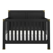 Baby Relax Miles 5-in-1 Convertible Crib, Solid Pine Wood, Black Black 5-in-