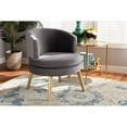thumbnail image 5 of Baptiste Glam and Luxe Grey Velvet Fabric Upholstered and Gold Finished Wood Accent Chair, 5 of 5