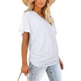 thumbnail image 6 of Womens Short Sleeve V Neck Dolman Tops with Side Shirring Loose Fit Shirts, 6 of 6