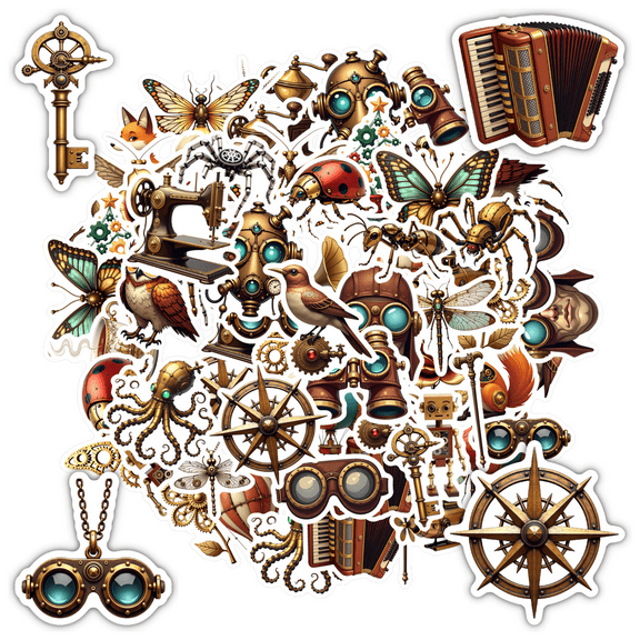 Mechanical Stickers Animal Stationery Steampunk Stickers Vintage Stickers for Laptops Suitcase Guitar