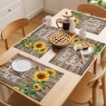 thumbnail image 5 of Sunflower Brown Placemats Set of 4 Farmhouse Bee Country Wooden Grain Place Mats Indoor Wipeable Table Mats Washable Cloth Dining Table Placemats for Kitchen Holiday Party Home Decor 13x19 Inch, 5 of 9