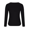 thumbnail image 5 of ZHYou No Boundaries Womens Shirts Ribbed Knit Scoop Neck Long Sleeve Tops Stretchy Slim Fit Basic Tees,Black,Size L, 5 of 7