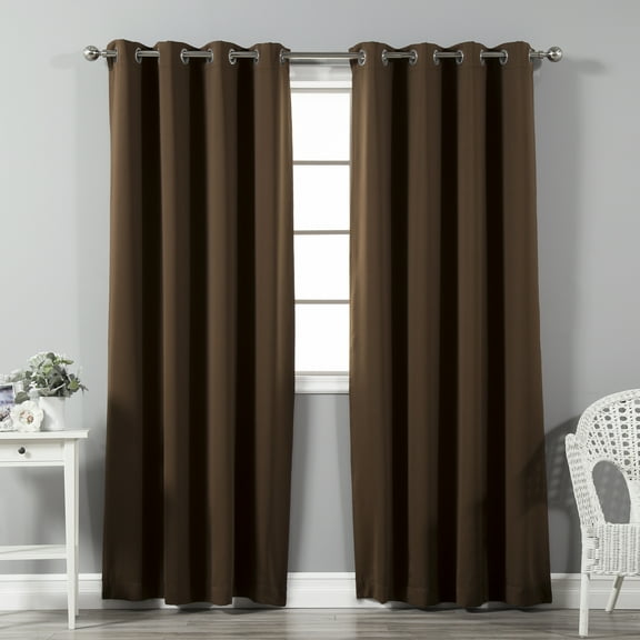 Quality Home Thermal Insulated Blackout Curtains - Stainless Steel Nickel Grommet Top - Chocolate - 52"W x 84"L - (Set of 2 Panels)