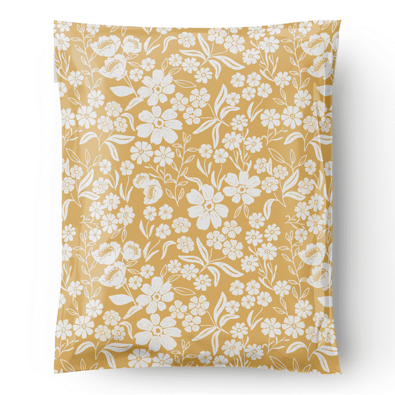 Poly Mailers Shipping Bags Packaging For Small Business - Floral Yellow (6x9) Recyclable Mailing Plastic Envelopes | Pack of 200