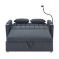 thumbnail image 3 of Blue Grey 55.9" Bed . 3-level Adjustable . 3 Charging Ports, 2 Side Pockets For Storage, Cup Holders, 360° Swivel Phone Holder. Made With Soft Fabric And High Foam. For Small Spaces Holder Pockets, ,, 3 of 6