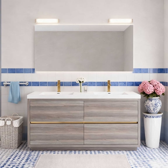 72" Bathroom Vanity Double Sink with Stone Resin Countertop, Freestanding Bathroom Vanity with Soft-Close Drawers Large Bathroom Storage Cabinet Modern Grey