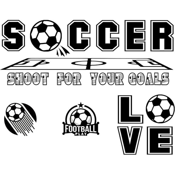 1 Set 2pcs Soccer Wall Art Decal 45.7x11.8 Inch PVC Wall Stickers "Soccer Love" Wall Decor 3D Soccer Stickers Football Wall Murals for Sport Playroom Living Room Bedroom Window Door Decoration