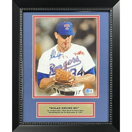 Nolan Ryan Autographed Texas Signed Framed 8x10 Photo Bo Jackson Bloody TRISTAR COA