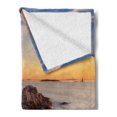 thumbnail image 2 of United States Soft Flannel Fleece Blanket, Cape Elizabeth Maine River Portland Lighthouse Sunrise USA Coast Scenery, Cozy Plush for Indoor and Outdoor Use, 70" x 90", Pale Blue Tan, by Ambesonne, 2 of 5