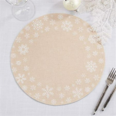 

Saro Lifestyle 1137.N14R 14 in. Round Embroidered Snowflakes Placemats Natural - Set of 4