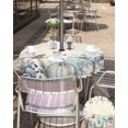 thumbnail image 5 of Blue White Pumpkins Fall Outdoor Tablecloth - 54 Inch Round Dining Table Cover, Vintage Maple Leaf Thanksgiving Waterproof Outdoor Table Cloth with Umbrella Hole & Zipper for Picnic/Patio, 5 of 6