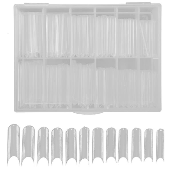 240 puntas de uñas postizas extra largas transparentes para salón de bricolaje en casa.