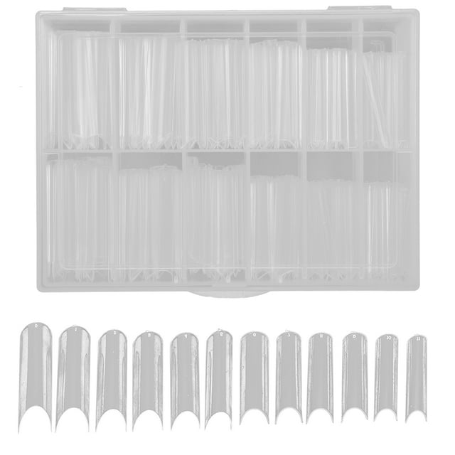 240 puntas de uñas postizas extra largas transparentes para salón de bricolaje en casa.