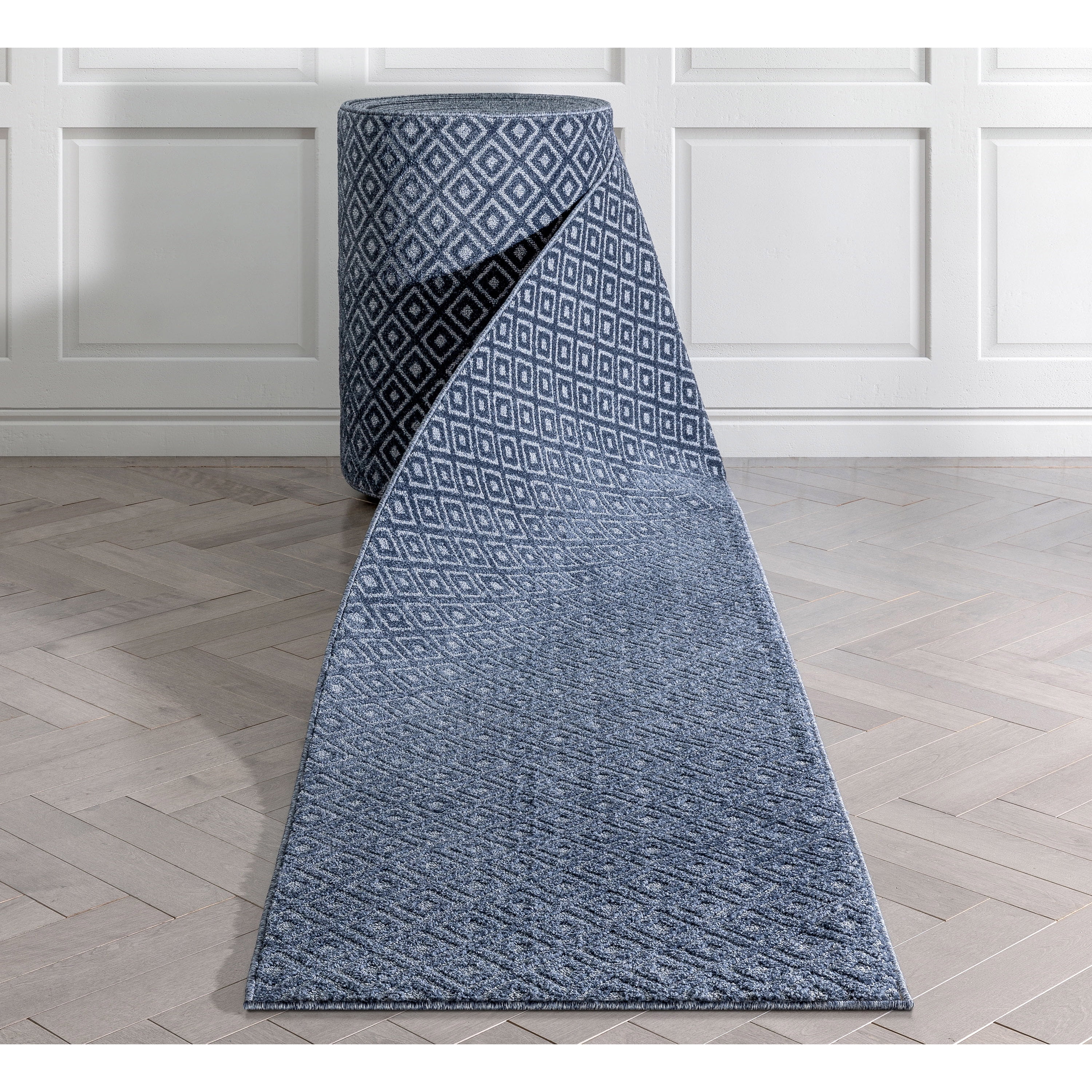 Well Woven Custom Size Runner Choose Your Length Piano Dark Blue
