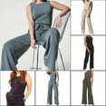 thumbnail image 3 of Sleeveless Solid-color Jumpsuit Washable High-stretch Fabric Clothes For Daily Work Party, 3 of 5