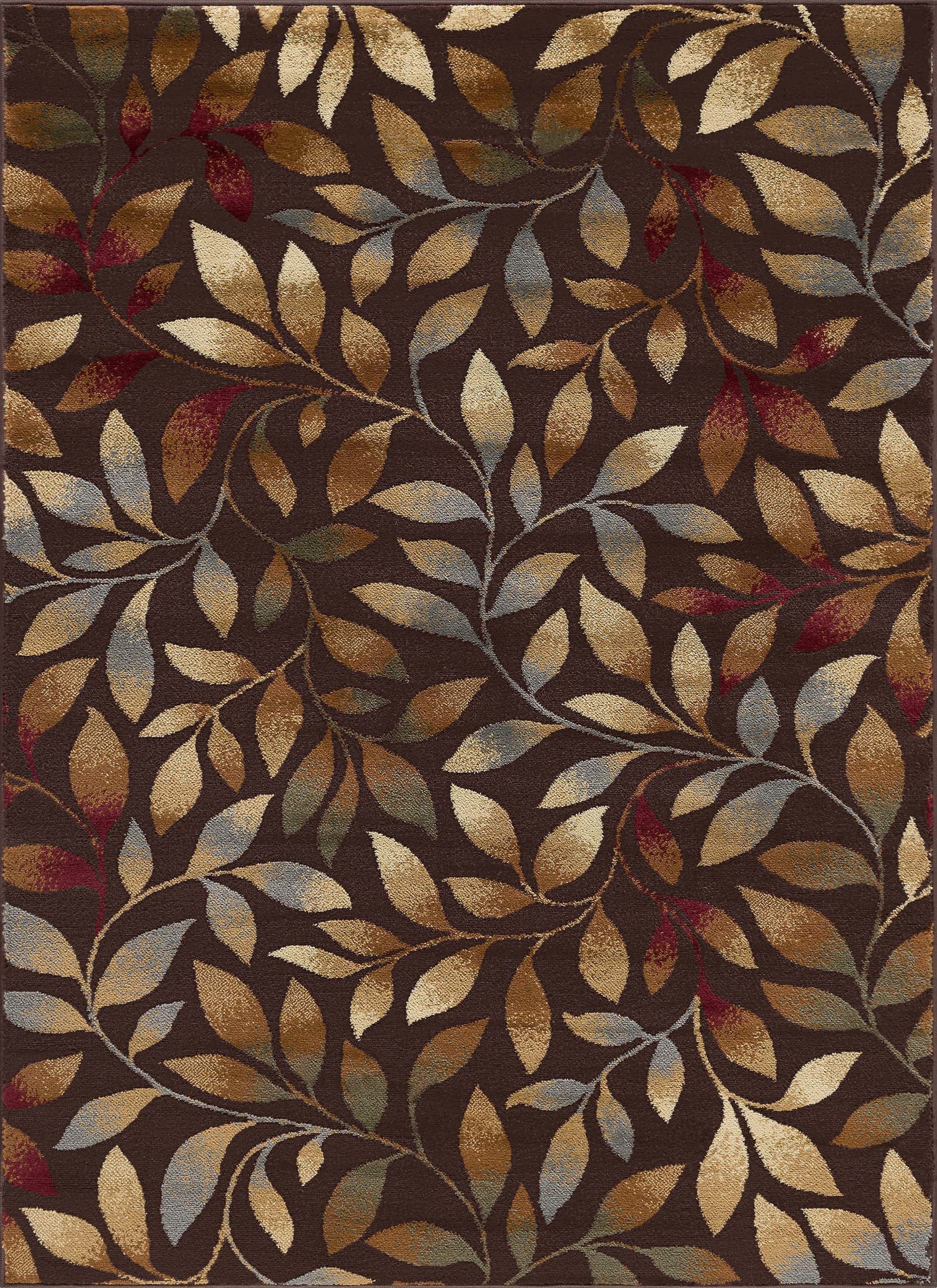 Transitional 8x10 Area Rug (7'6'' x 9'10'') Floral Brown, Red Living Room Easy to Clean