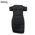 thumbnail image 2 of Dinheiro Vestido con Hombros Descubiertos para Mujer, Mini Vestidos Elegantes De Cóctel De Cintura Alta,XL, 2 of 7