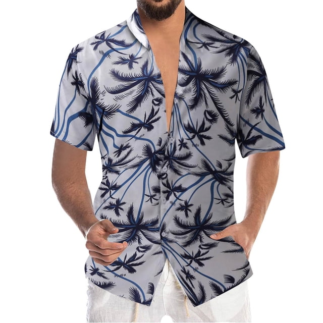 Camisas Para Hombre Manga Corta Camisa de de verano para hombres, camisas estampadas de manga corta hawaianas de playa de ocio, blusa superior informal (White, M)