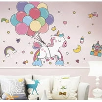 Unicorn Wall Decals for Girls, Unicorn Wall Stickers, Colorful Unicorn Wall Art for Nursery Bedroom Kids Girls Baby 39" x 33"…