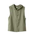 thumbnail image 3 of Bcfgryg Summer Men's Casual Sleeveless Hooded Shirt Linen Hooded Solid Color Breathable And Loose Top Lightweight Men's Jacket For Hiking Green L, 3 of 3