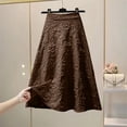 thumbnail image 5 of Floral Flare Maxi Skirts Womens Plus Size High Waist Elegant Dressy Casual Aline Long Skirts Coffee, 4XL, 5 of 5
