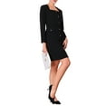 thumbnail image 4 of INSPIRE CHIC Women's Wear to Work Square Neck Buttoned Belted Sheath Dresses 2XL Black, 4 of 5