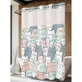 thumbnail image 4 of Cartoon Cat No Hook Shower Curtain Waterproof, Bathroom Curtains with Snap in Liners and See Through Top Window, Funny Cute Colorful Animal Pet Hotel Style Bathtub Curtains Shower 72"Wx84"L, 4 of 8