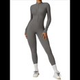 thumbnail image 2 of Mono de Entrenamiento de Larga para Mujer, con Cremallera, Pantalón y Mono Ajustado. Gris XL, 2 of 10