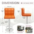 thumbnail image 6 of Homall Barstool Set of 2 PU Leather Height Adjustable Swivel Bar stools, Hydraulic Kitchen Counter Square Island Bar Stool With Back,Orange, 6 of 7