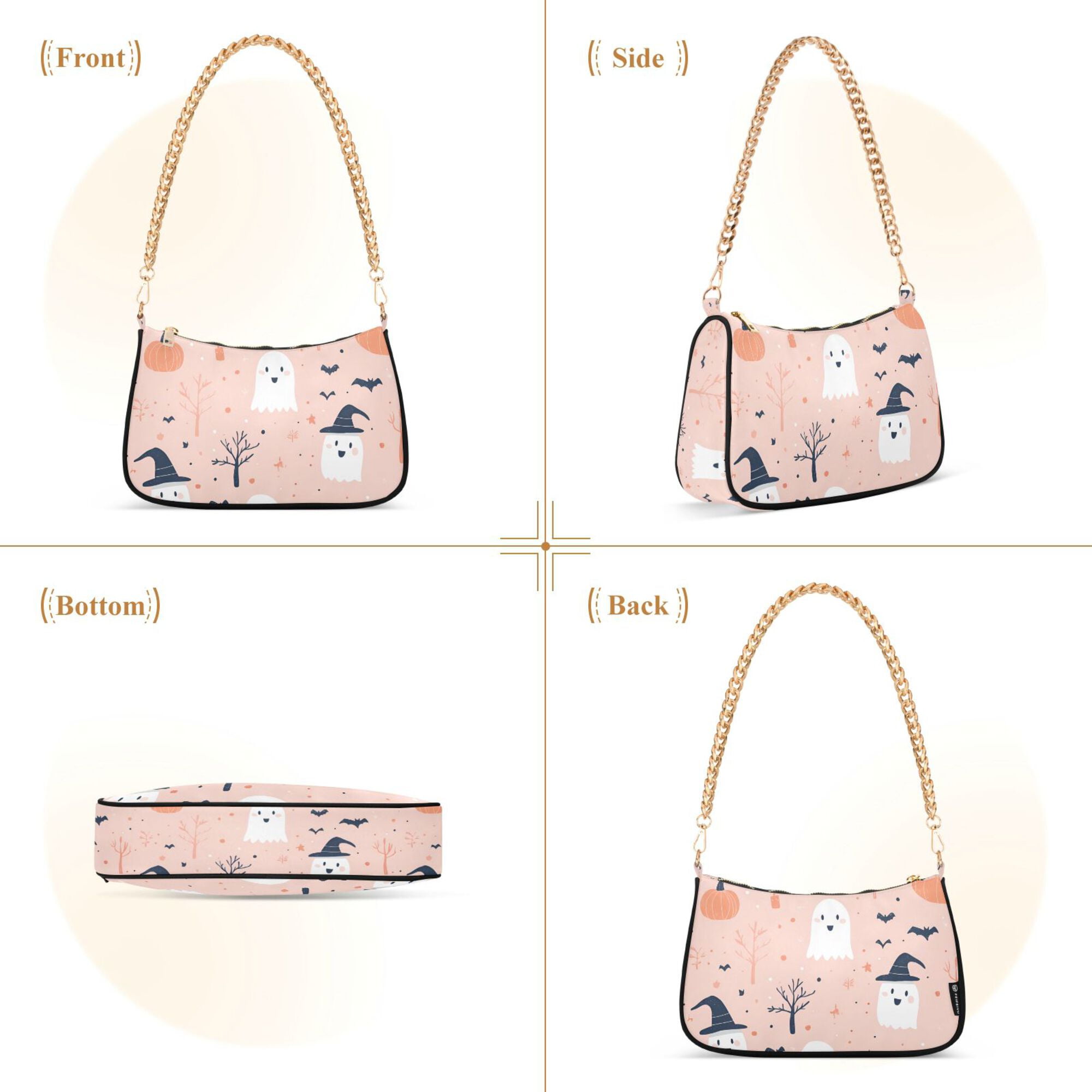 FORMRS Womens Shoulder Bag with Chain Strap Clutch Purse Cute Tote Handbag, Cute Cartoon Halloween
