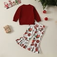 thumbnail image 4 of Weebloom Christmas Baby Girl Outfit Toddler Girls Long Sleeve Xmas Letter Prints T Shirt Pullover Tops Pants Outfits Clothes Sets 12-18 Months, 4 of 6