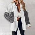 thumbnail image 2 of Baqcunre Women's Clothing, Women's Jacket Sequin Patchwork Long Sleeve Jacket Top Button Front Oversized Denim Shacket Valentines Day Gifts, 1Pc Blouse White 2XL, 2 of 7