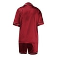 thumbnail image 5 of Silk Pajamas Womens Short Sleeve Sleepwear Soft Satin Loungewear 2 Piece Pjs Shorts Set Red XL, 5 of 5