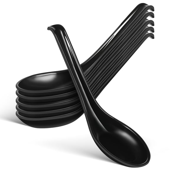 Set of 6 Japanese Style Plastic Soup Spoons with Frosted and Hook Design, Ideal Tableware for Home and Restaurant Use