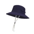 thumbnail image 2 of Unisex Wide Brim Bucket Hat, Sun Hat with Adjustable Chin Strap, Water-Resistant Quick-Dry Fishing Cap for UV Protection, Hiking, Camping, Travel and Summer Outdoor Activities-Navy, 2 of 9