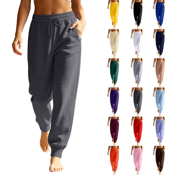 VV AVEORS Joggers For Women High Waisted Drawstring Sweatpants Trendy Joggers With Pockets Workout Athletic Sweat Pants 2026 Yellow 2XL