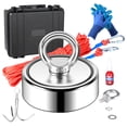 thumbnail image 1 of KFFKFF Magnetic Fishing Set, 1200lbs 2.95inch Diameter Dual-Faced Fishing Magnets, Powerful Neodymium Magnet accompanied by Sturdy 65FT Rope, Clasping Hook, Water-Resistant Case, Gloves, Threadlocker, 1 of 9