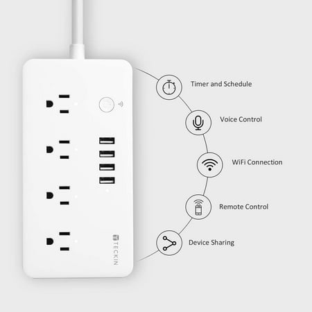 Smart Power Strip WiFi Power Bar Extension Cord Compatible ...