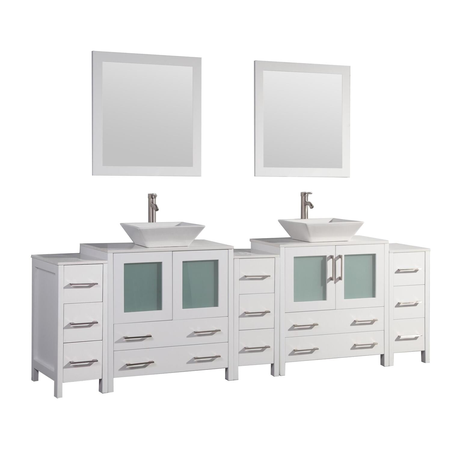 Vanity Art 96 inch double sink bathroom vanity set with ceramic vanity