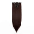 thumbnail image 5 of MY-LADY 23Inch 8PCS Clip in Synthetic Hair Extensions Full Head Long Straight Clip Hairpiece for Women Girls Light Chestnut Brown Black, 5 of 8