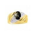 thumbnail image 1 of RYLOS Bagues pour Femmes Bague en Argent Plaquée Or 14K Pierre Précieuse Ovale 8X6MM et Diamants Design Classique Mars Saphir Étoilé Noir Bijoux pour Femmes Taille 10, 1 of 7