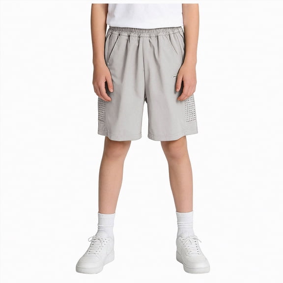 Yindaity Short for Boys Boys Cotton Shorts Kids Athletic Casual Drawstring Shorts with Pockets(Grey,5-6 Years)