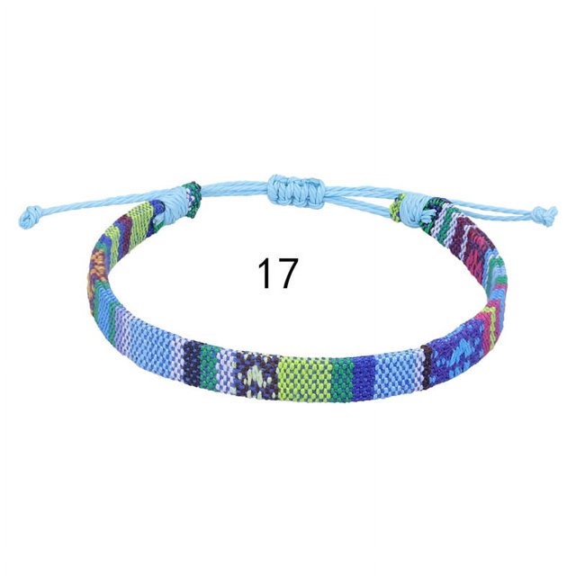 Tobillera de algodón y lino con tejido de arcoíris y cuerda ancha para actividades en todos los colores