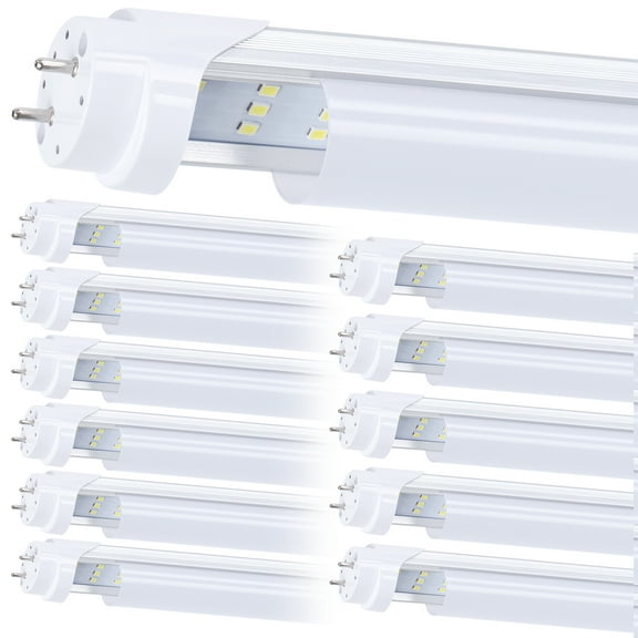 12Pack, 4FT LED T8 Type A B Tube Lights, 30W(80W Equivalent), 4000LM, 6000K, Single or Double End Powered, Plug and Play or Ballast Bypass, 4 Foot T10 T12 Fluorescent Bulbs Replacement, Frosted