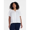 thumbnail image 2 of Time and Tru Women's Cotton Button Up Blouse with Short Sleeves, Sizes XS-XXXL, 2 of 6